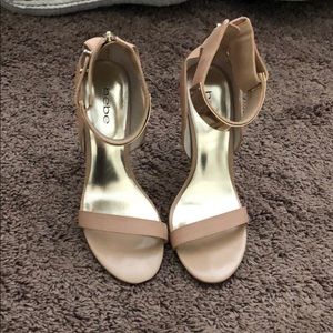 BEBE Leather Nude Stilettos